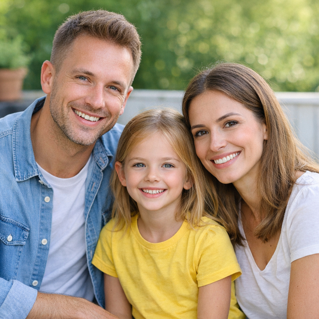 Family portrait example that converts into a printable coloring page